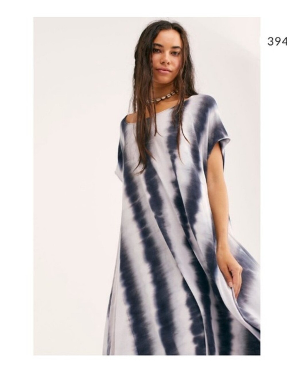 Free People Xl Or L Black And White Tie-Dye Midi Dress